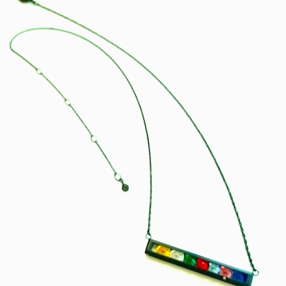 Crystals Birthstones Black Bar  Necklace Swarovski Adjusts Origami Owl NWOT